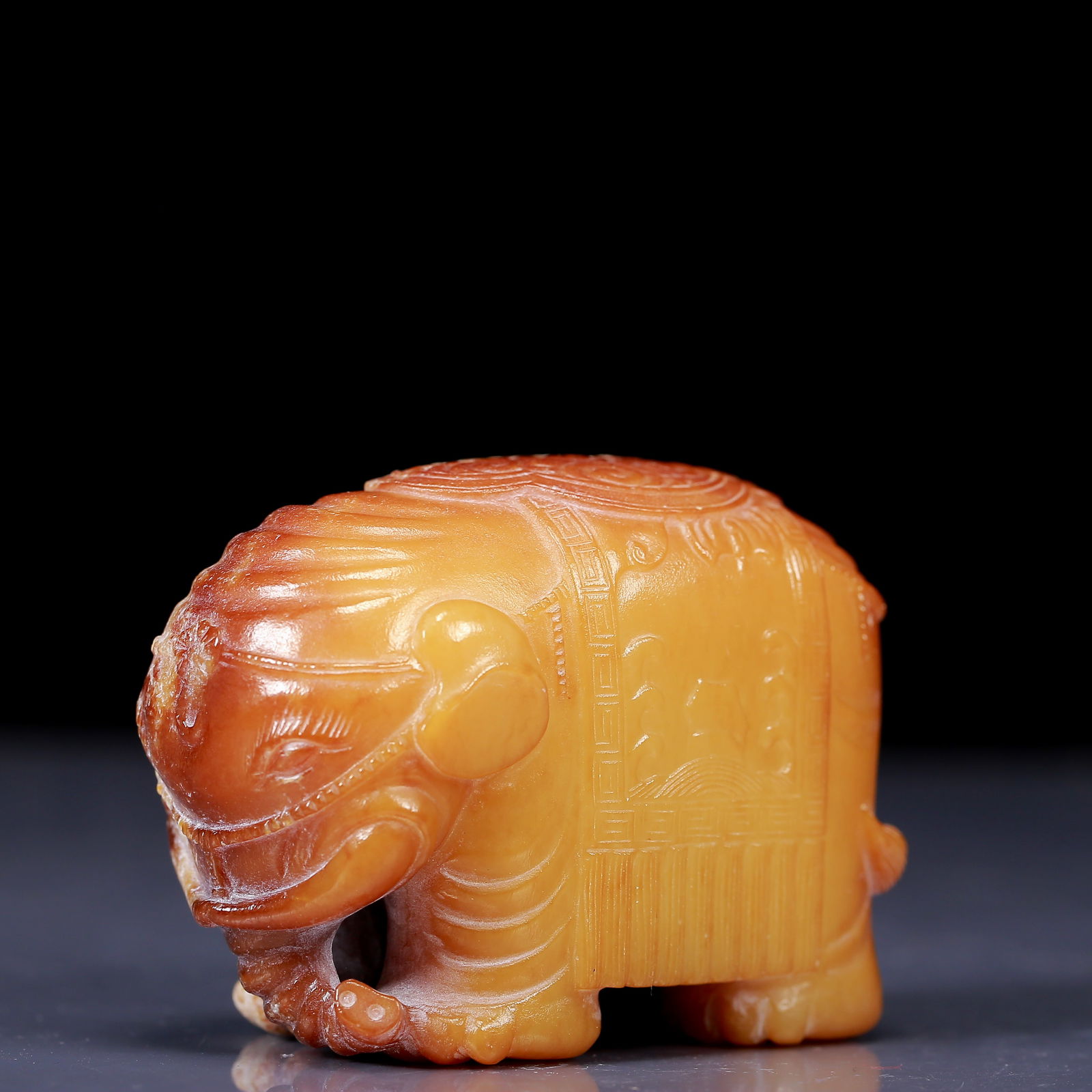 An Exquisite Yellow Jade Elephant Ornament (1 of 8)