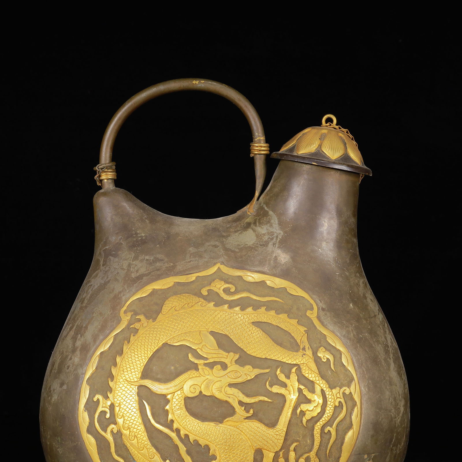 An Exquisite Gilt Silver Dragon Pattern Ewer - 2