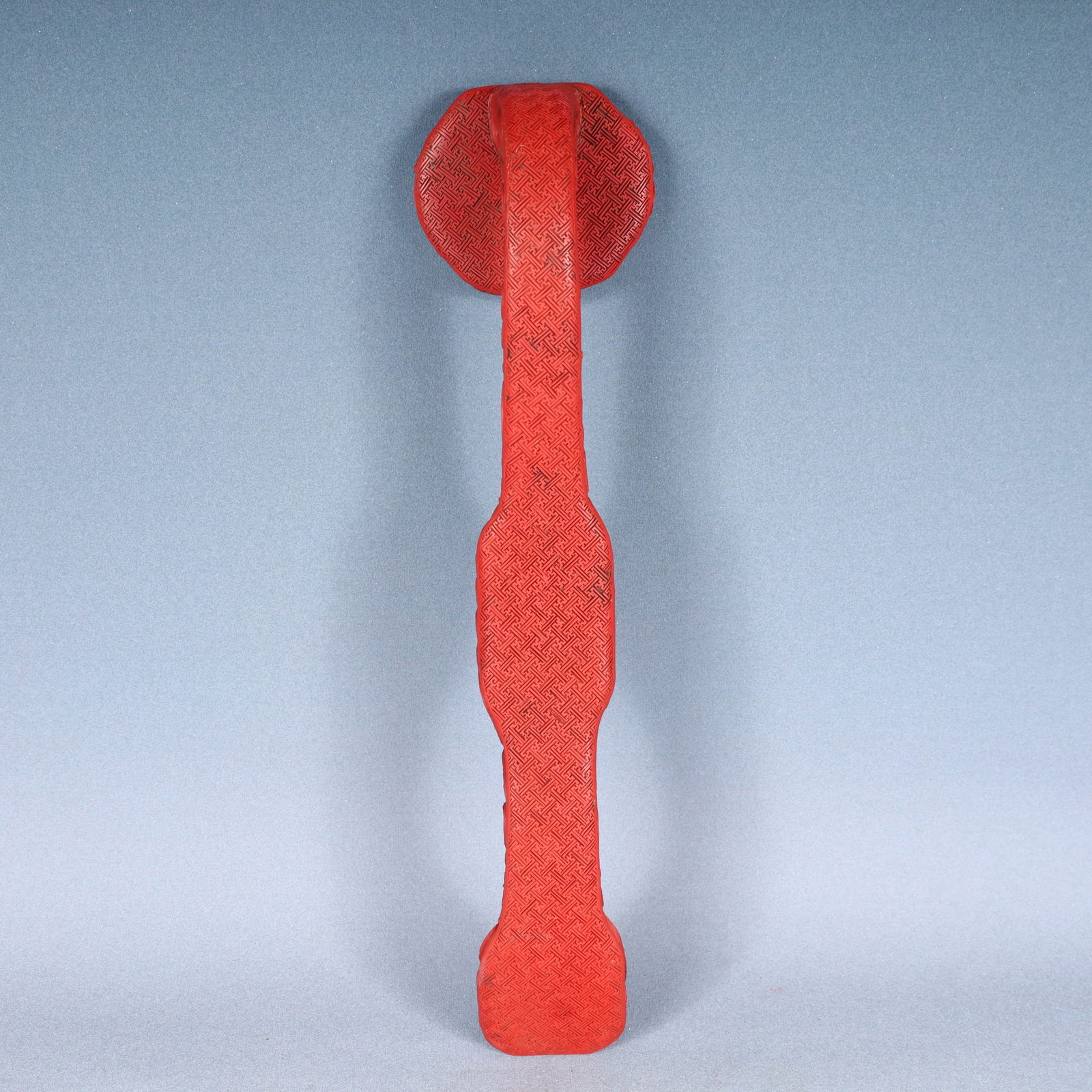 A Huge Carved Red Lacquer Dragon Pattern Ruyi - 5