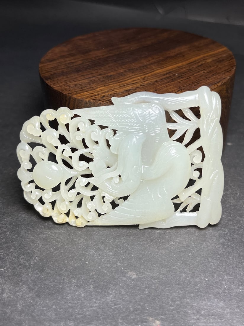 An Exquisite White Jade Phoenix Pattern Hand Piece - 4