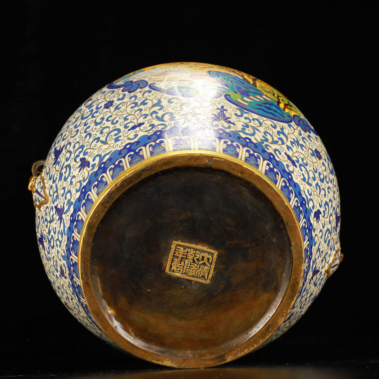 A Rare Cloisonne Landscape Figure Pattern Double-Ears Vase - 10