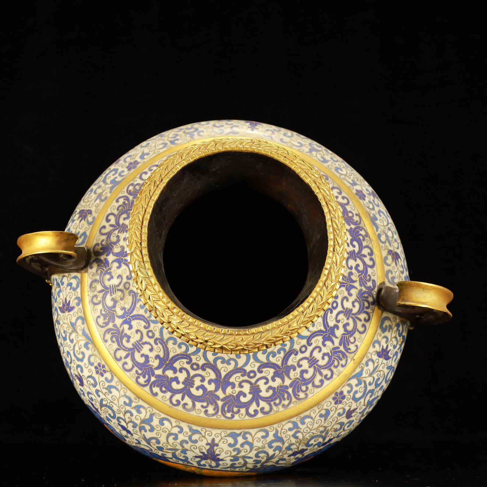 A Rare Cloisonne Landscape Figure Pattern Double-Ears Vase - 9