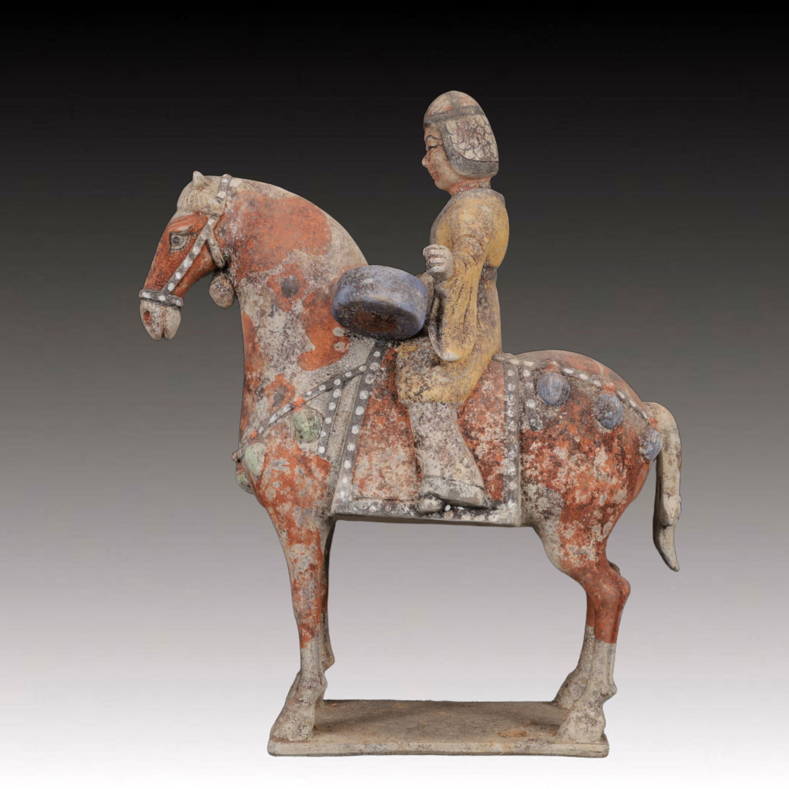 A Rare Tang Tri-Color Glazed Pottery Figure Riding Horse Ornaments (1 of 14)