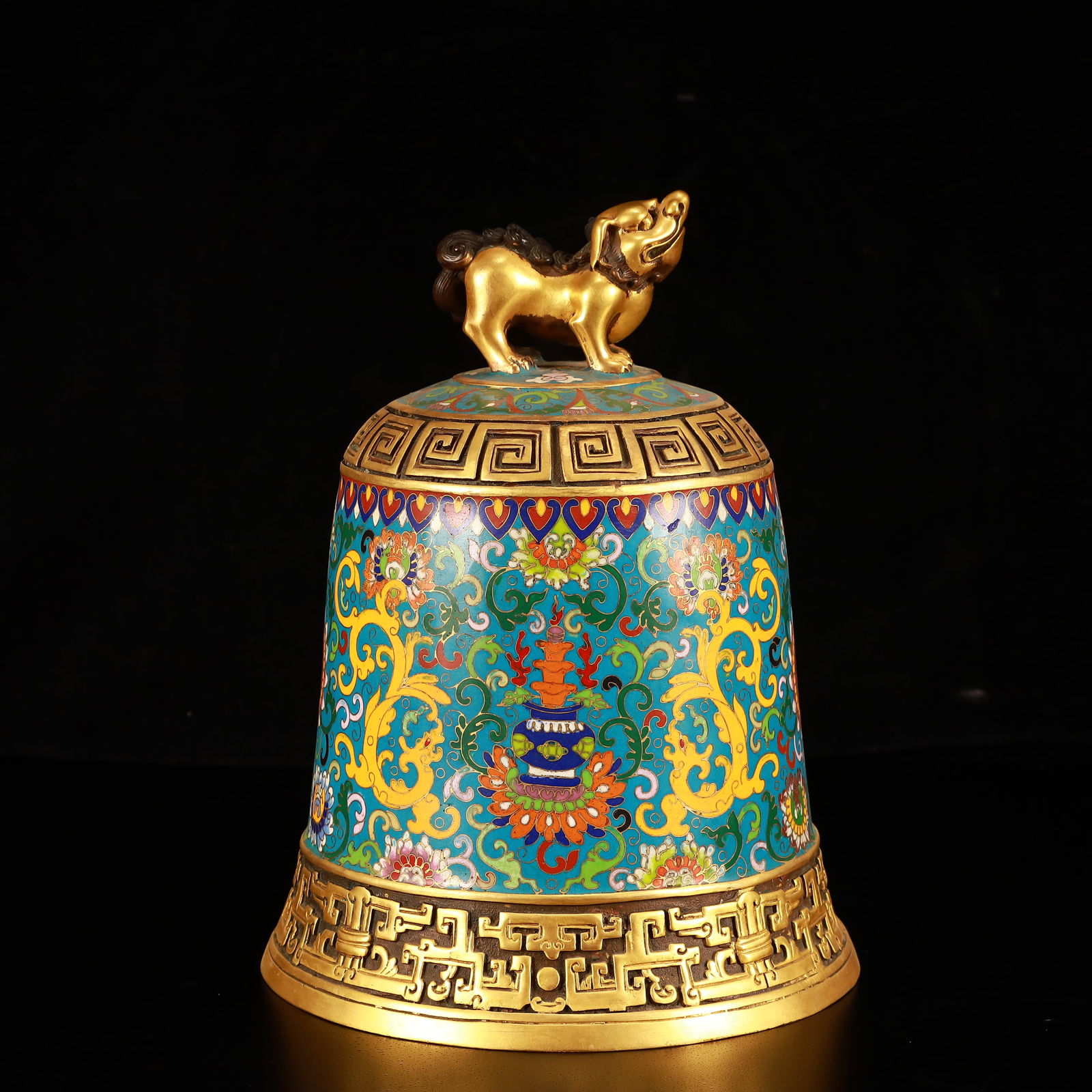 An Exquisite Cloisonne Lotus Dragon Pattern Ornament: An Exquisite Cloisonne Lotus Dragon Pattern Ornament,(A type of enamelware with metal wires separating colored glaze, originating in China),Qing Dynasty,China,Size:8.7inx8.7inx10.2in,Weight:4350g 