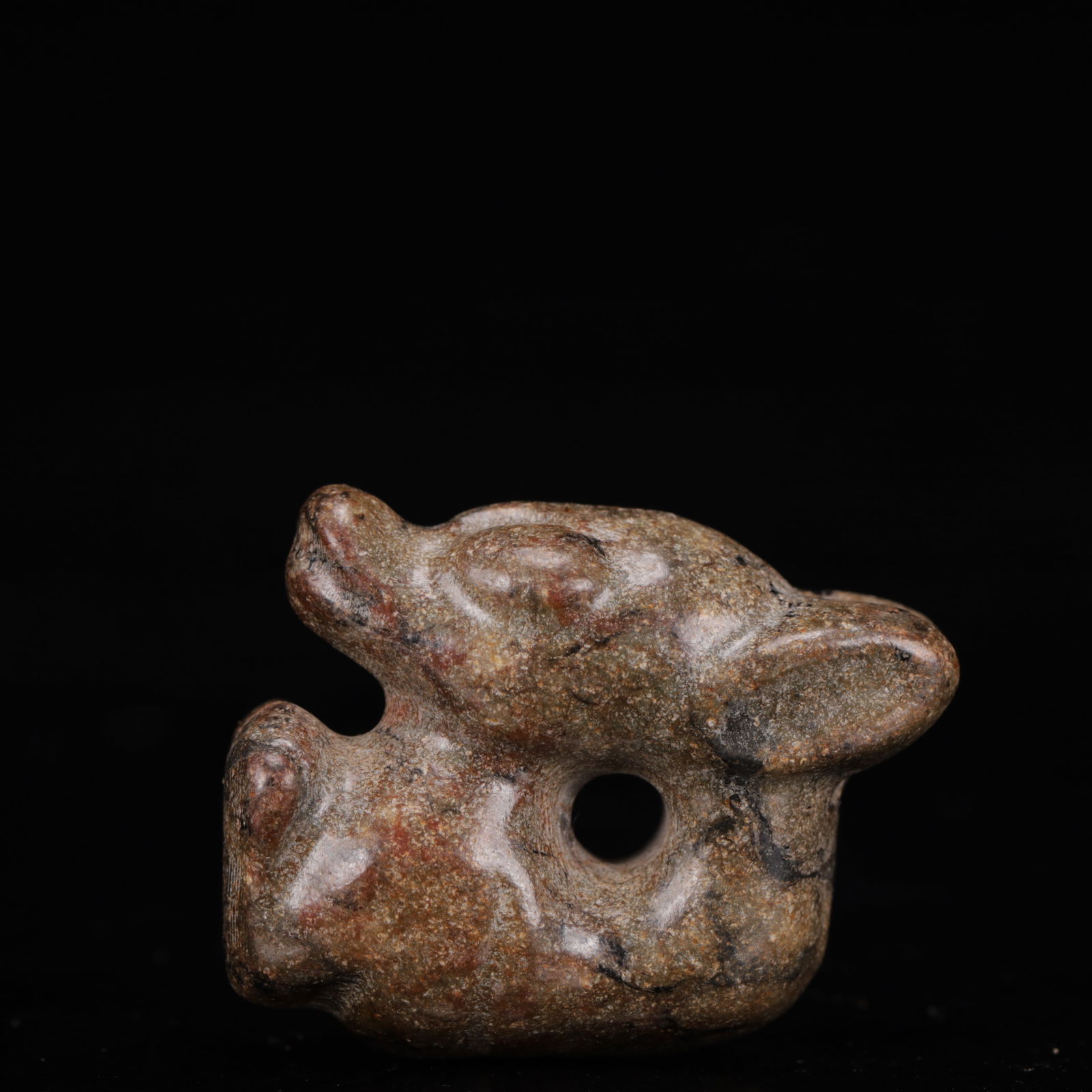 An Archaic Hongshan Culture Greenish Jade Beast Ornament (1 of 5)