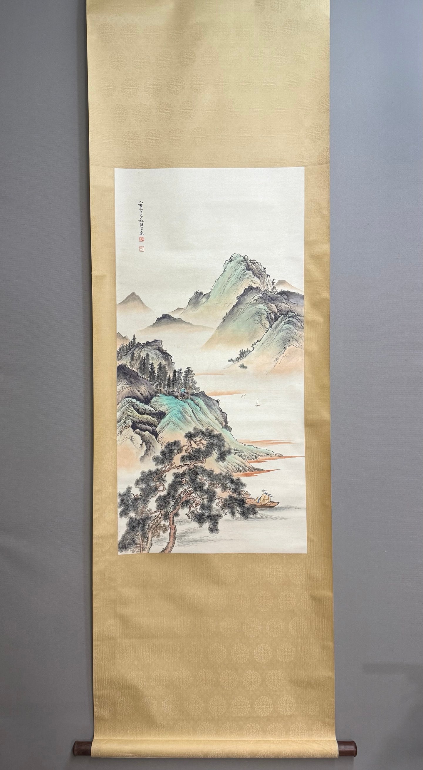 A Chinese Vertical Scroll Ink Painting of Landscape and Figure on Paper (1 of 7)