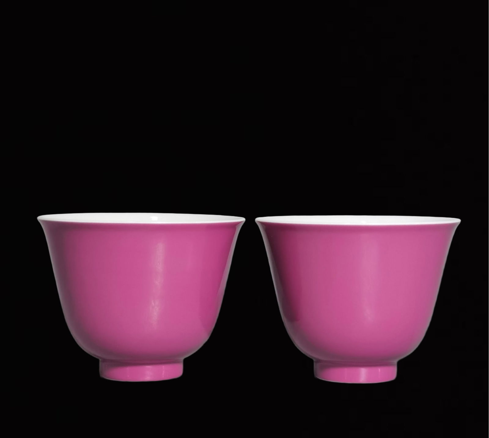 A Pair of Exquisite Famille-Rose Ruby Red Glazed Flower Pattern Cups,with Poem: A Pair of Exquisite Famille-Rose Ruby Red Glazed Flower Pattern Cups,with Poem,Qing Dynasty,China,Yongzheng Six-Character Mark,Size:3.2inx2.7in 