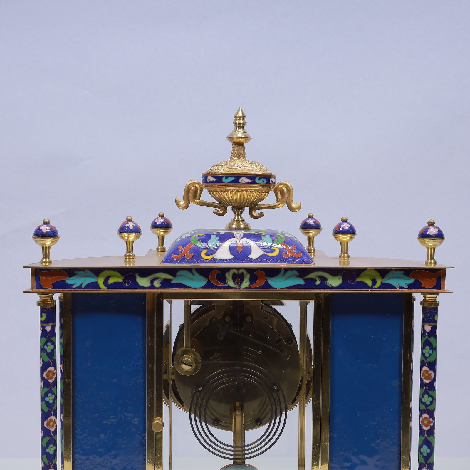 An Exquisite Cloisonne Flower Pattern Table Clock Ornament - 10