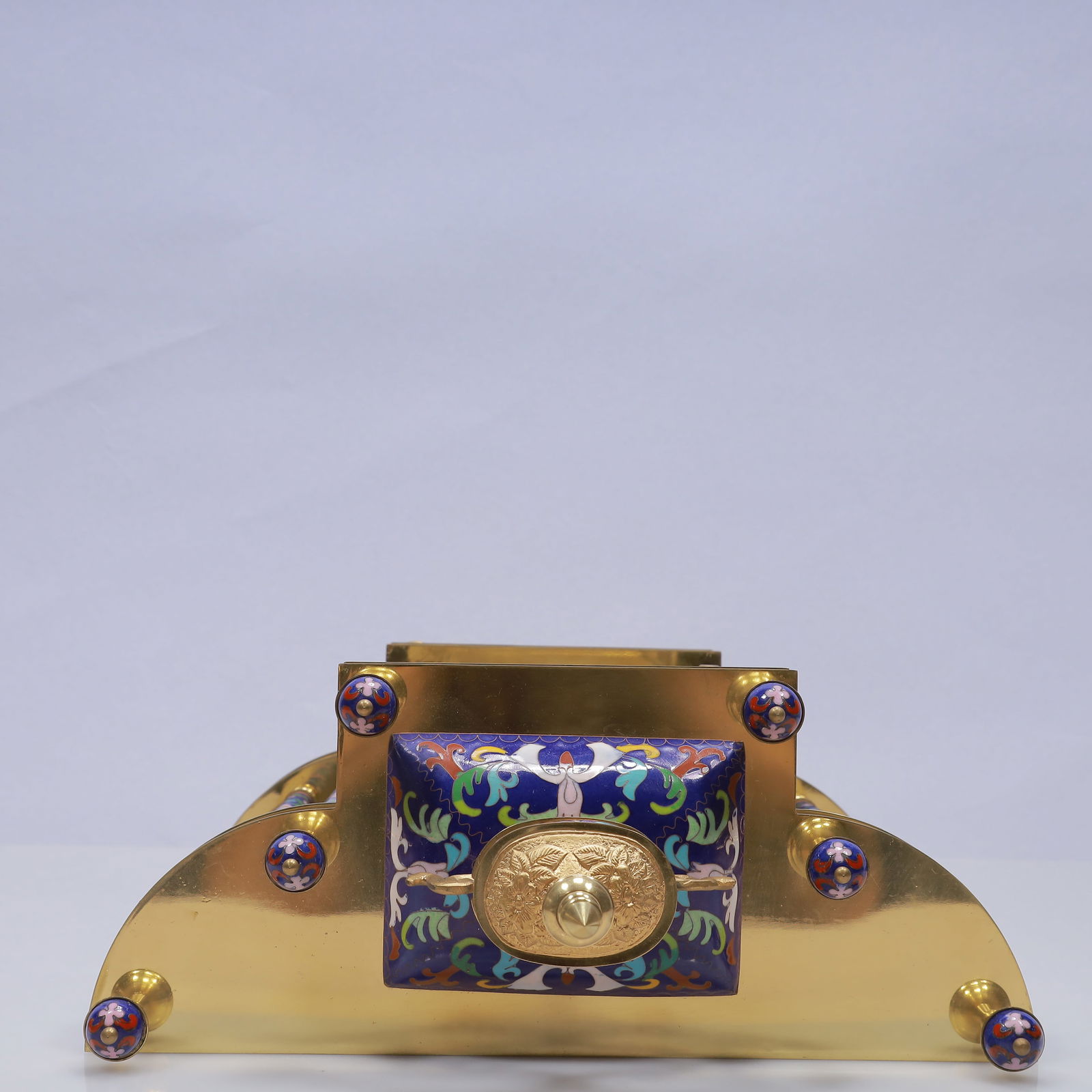 An Exquisite Cloisonne Flower Pattern Table Clock Ornament - 12