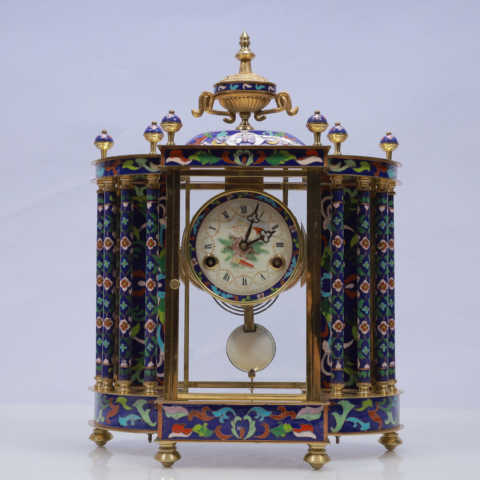 An Exquisite Cloisonne Flower Pattern Table Clock Ornament (1 of 13)
