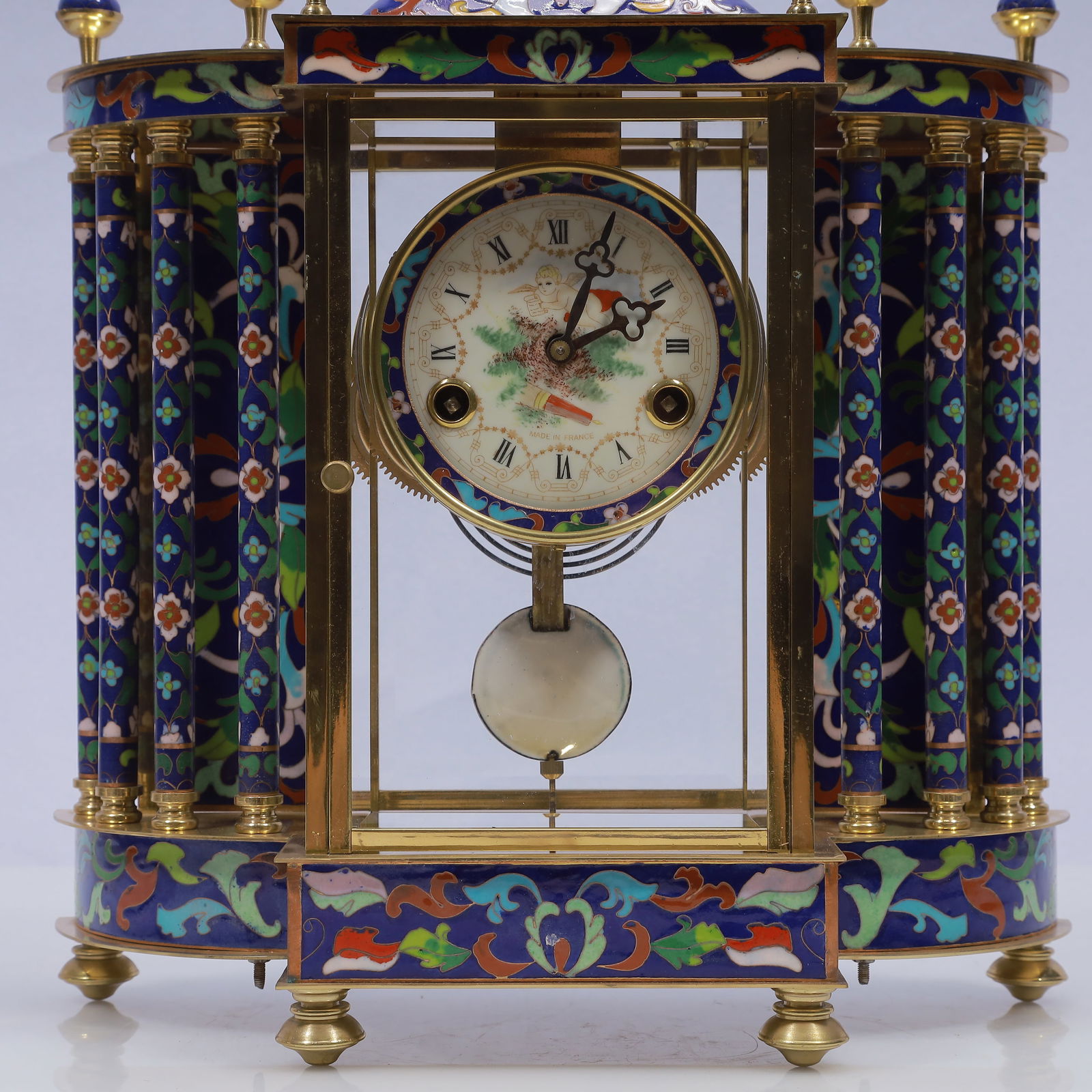 An Exquisite Cloisonne Flower Pattern Table Clock Ornament - 3