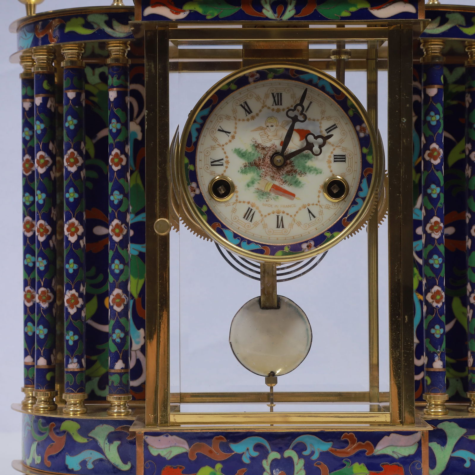 An Exquisite Cloisonne Flower Pattern Table Clock Ornament - 4