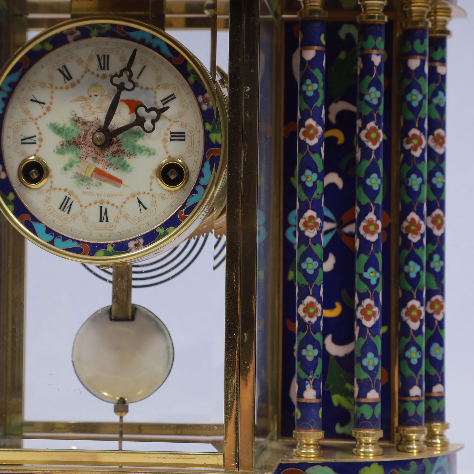 An Exquisite Cloisonne Flower Pattern Table Clock Ornament - 5