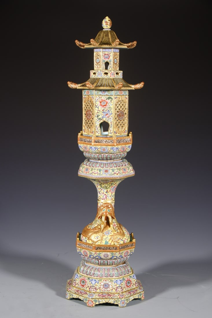 An Exquisite Enamel Painted Gold Lotus Pattern Palace Lantern (1 of 8)