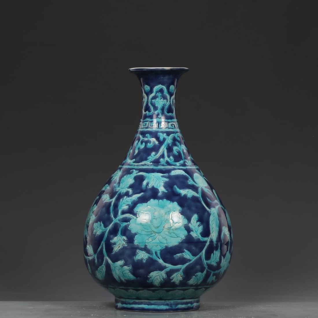 A Rare Blue Ground Green Glazed Flower Pattern Vase (1 of 8)
