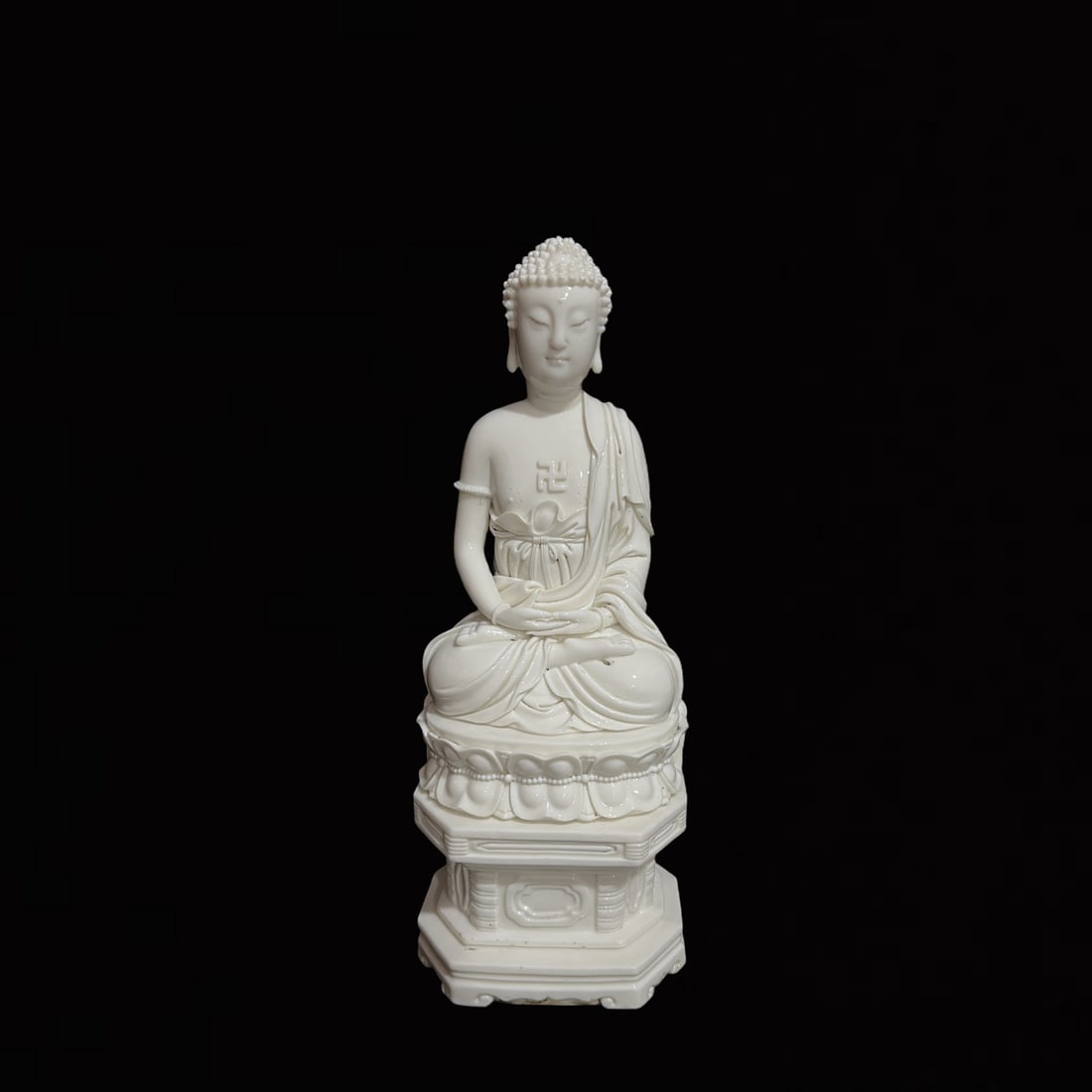 A Solemn Blance-De-Chine Statue of Sakyamuni (1 of 8)