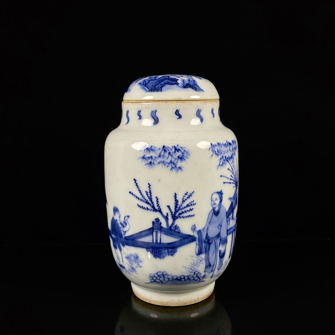 An Exquisite Blue and White Character and Story Pattern Jar with Cover (1 of 9)
