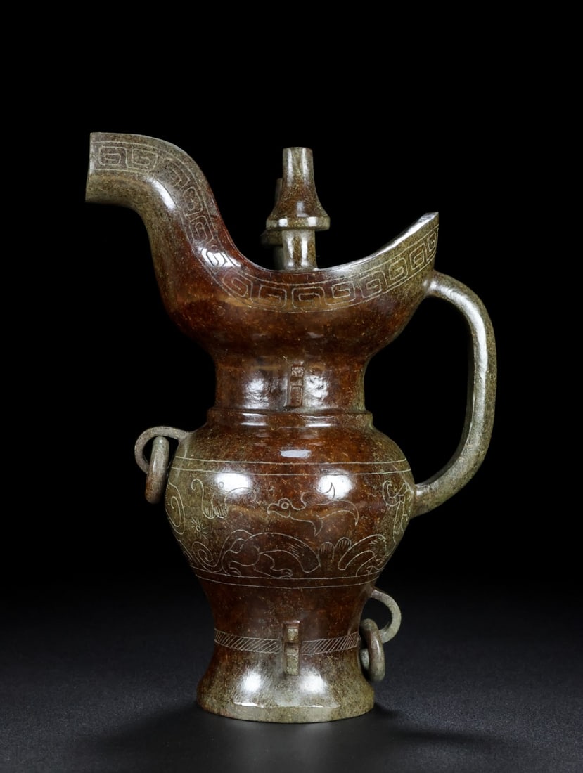 An Exquisite Archaic Jade Chi-Dragon Pattern Goblet (1 of 9)