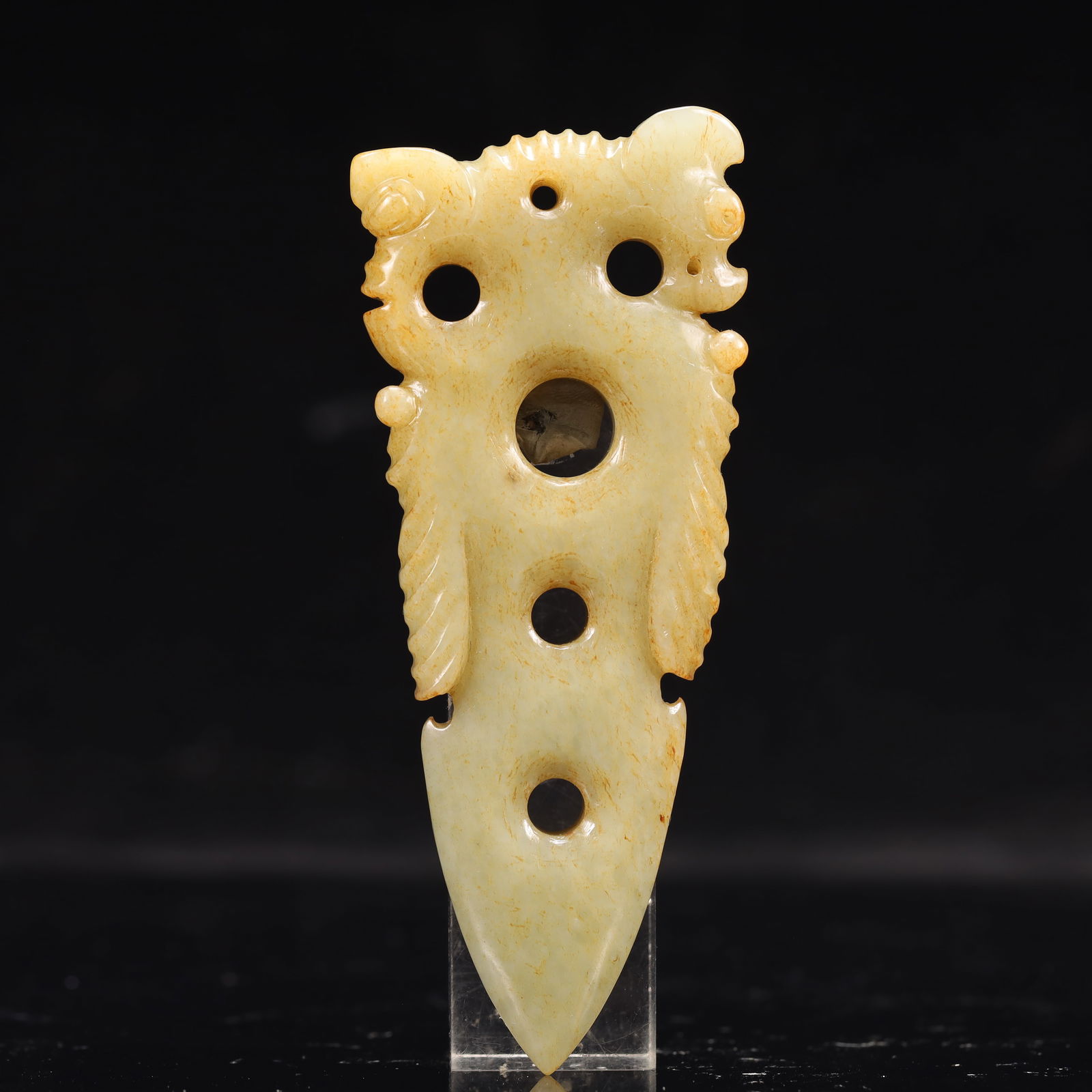 An Archaic Hongshan Culture White Jade Pendant (1 of 18)