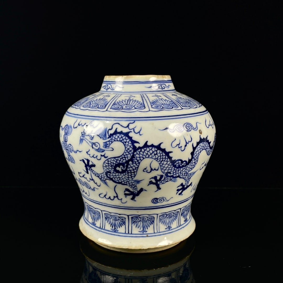 An Exquisite Blue and White Dragon and Phoenix Pattern Jar (1 of 9)