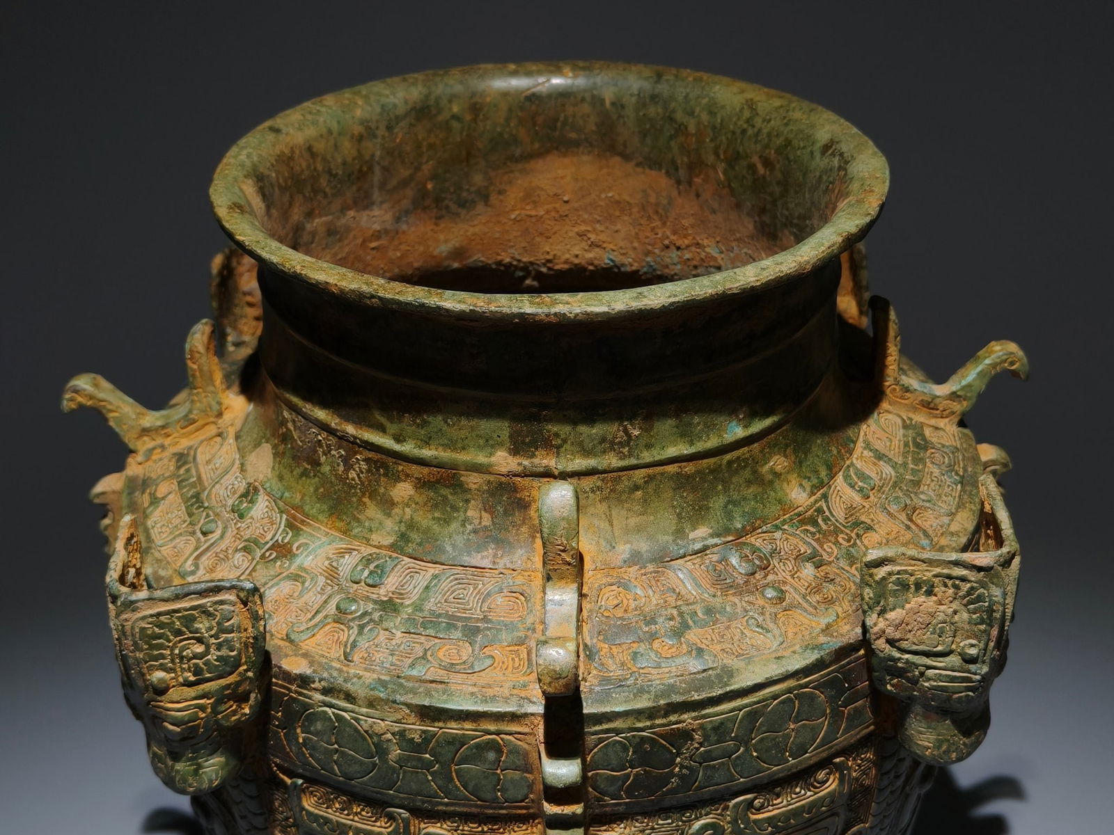 An Archaic Bronze Beast-Face Pattern Jar - 2