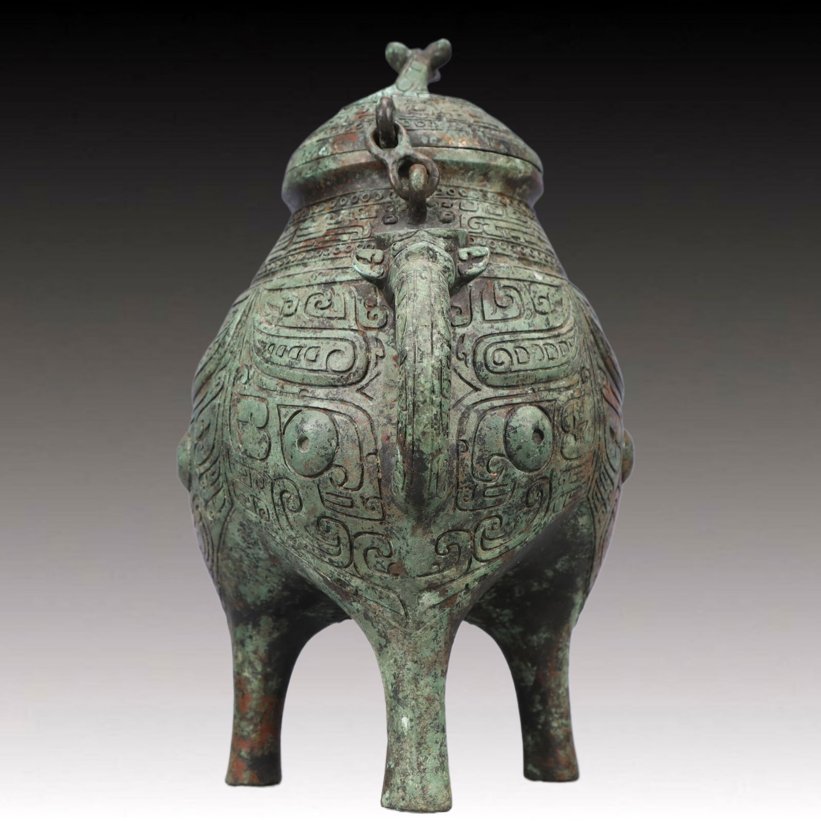 A Rare Bronze Beast-Face Pattern Tripod Ewer - 5