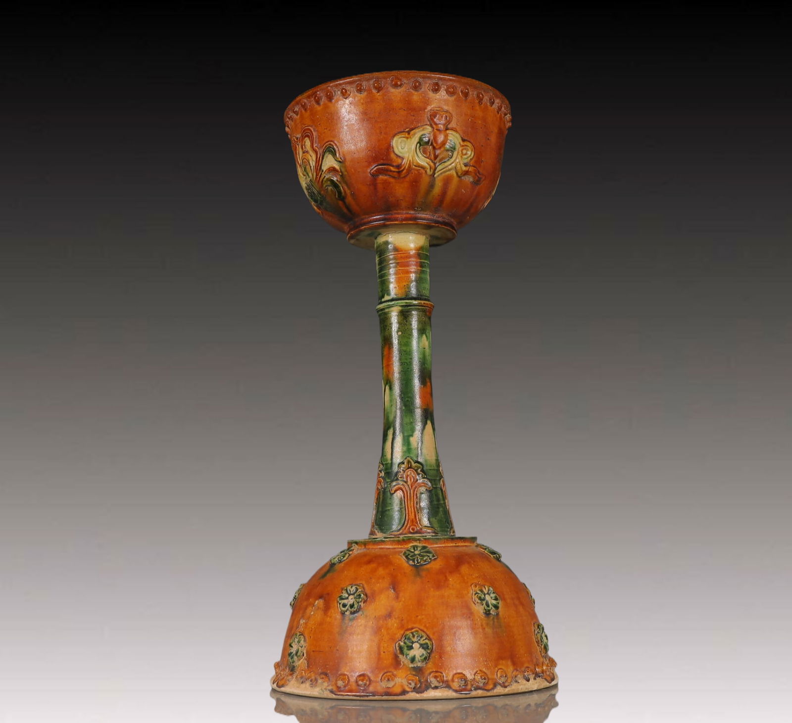 A Huge Tang Tri-Color Glazed Pottery Phoenix Pattern Candlestick (1 of 12)