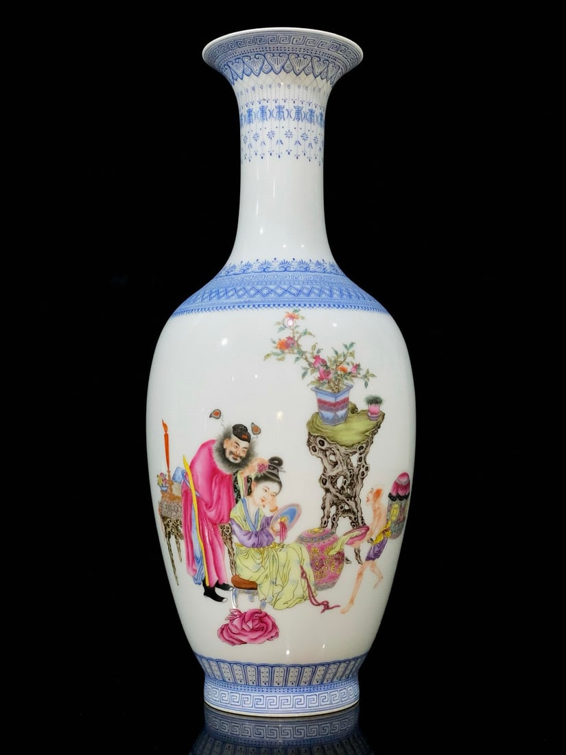 An Exquisite Enamel Character and Story Pattern Vase,with poem (1 of 8)