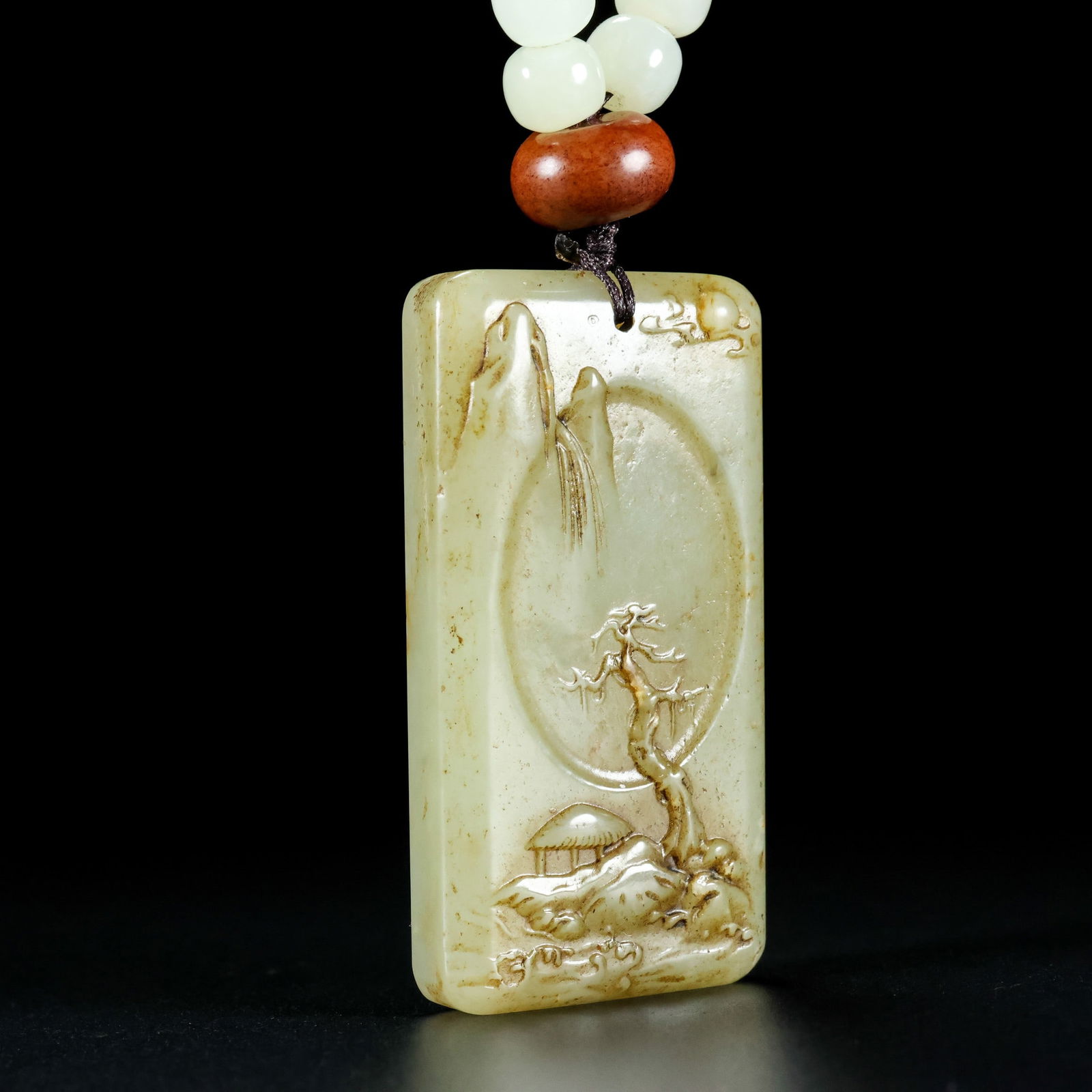 An Exquisite White Jade Landscape Pattern Pendant - 5