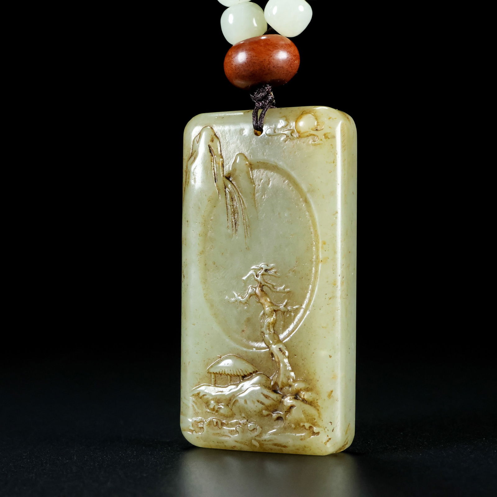 An Exquisite White Jade Landscape Pattern Pendant - 6