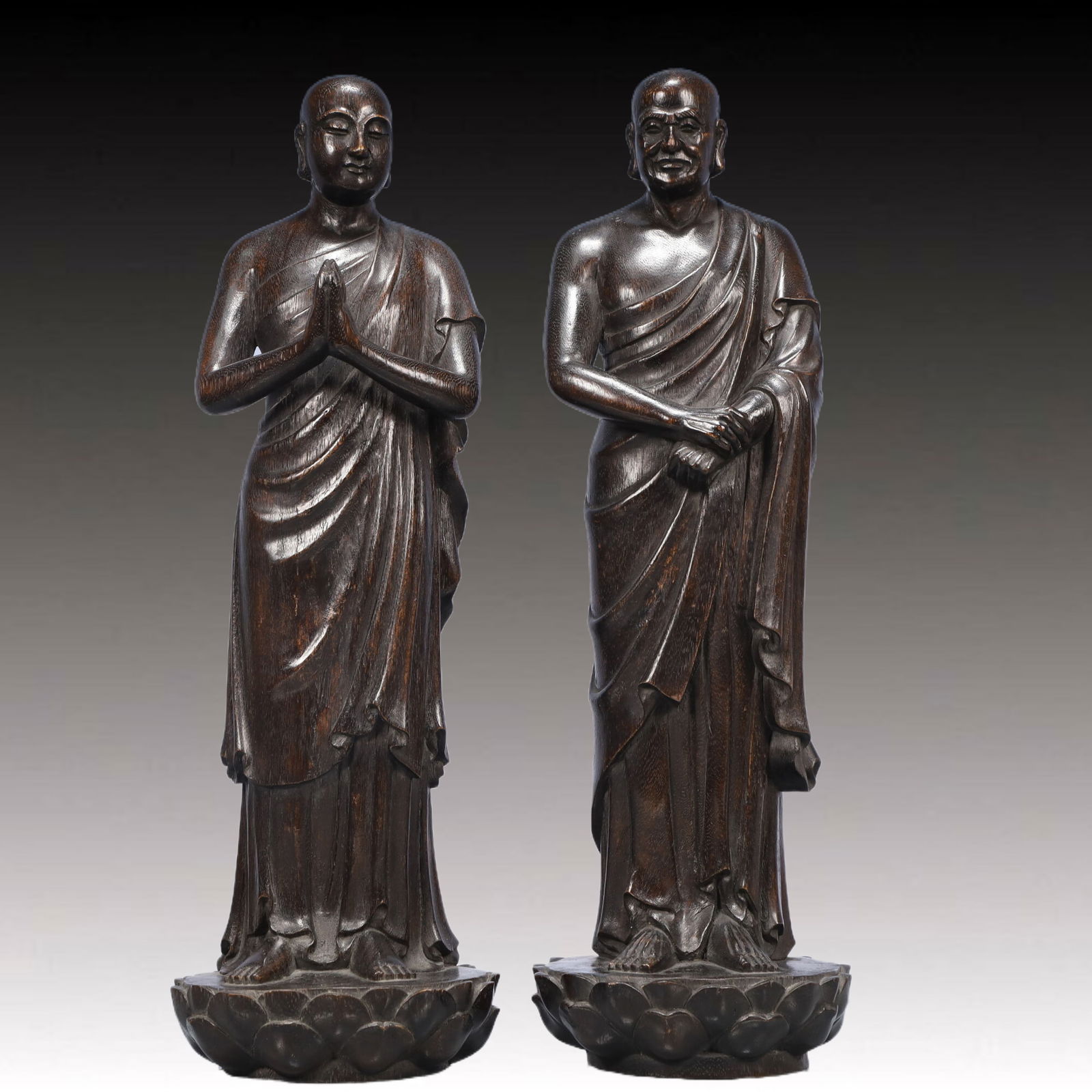 A Pair of Exquisite Eaglewood Statue of Arhat (1 of 13)