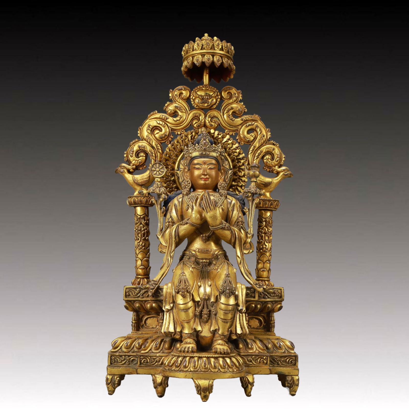 A Solemn Gilt Bronze Statue of Maitreya Buddha (1 of 9)