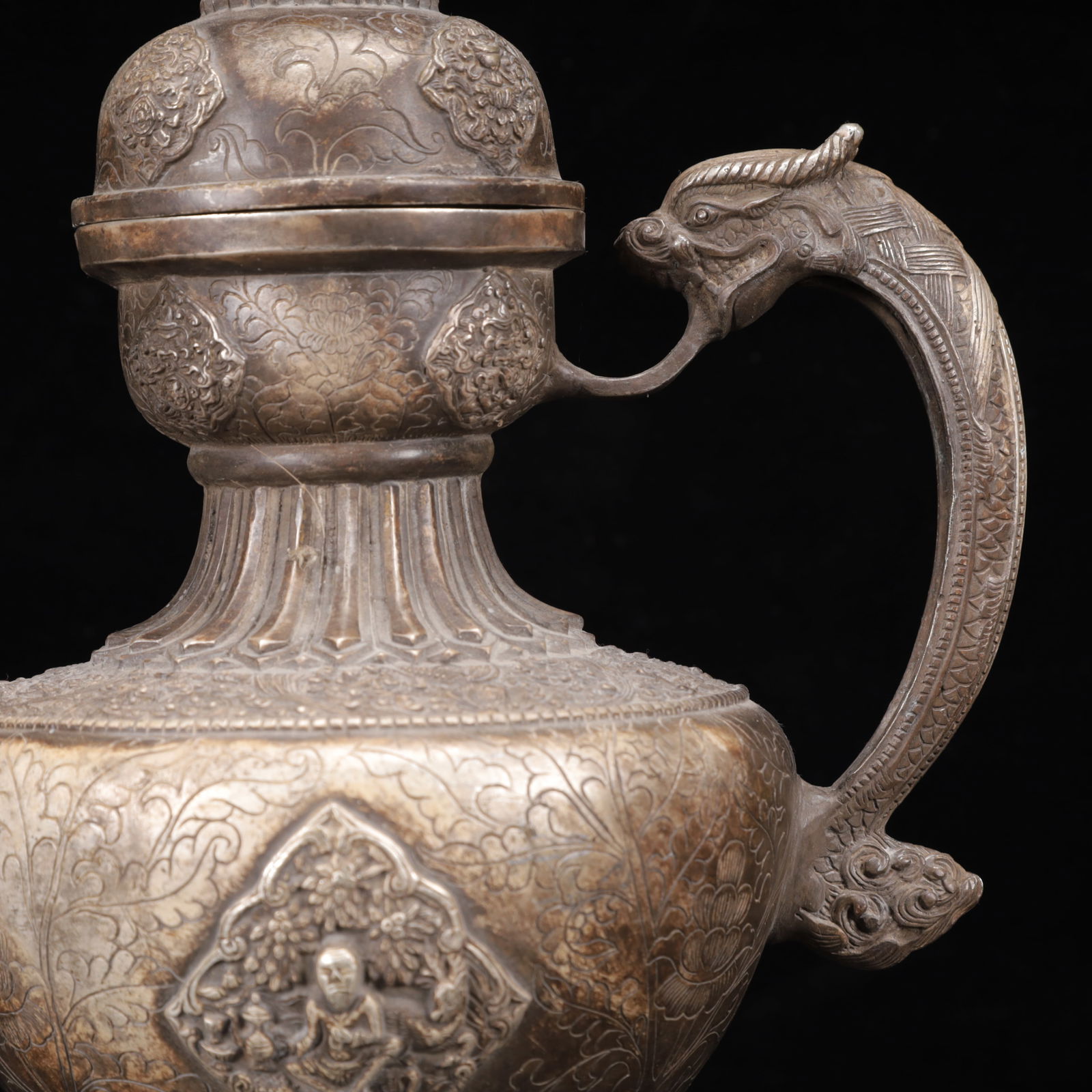 An Exquisite Silver Lotus Pattern Ewer - 5