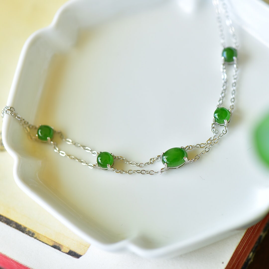 A Pair of Exquisite Sterling Silver Inlaid Jasper Bracelet (1 of 2)