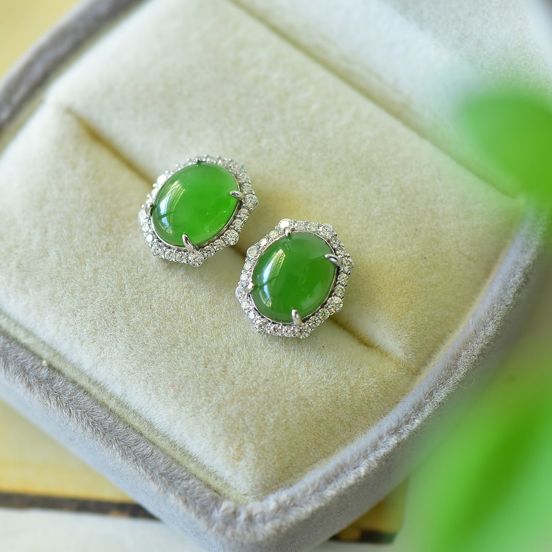 A Pair of Exquisite Sterling Silver Inlaid Jasper Earrings,Inlaid Diamond (1 of 5)