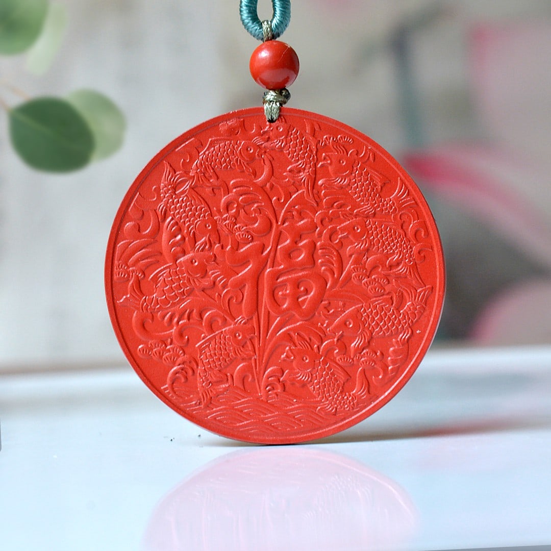An Exquisite Cinnabar Pendant with Statue of Maitreya Buddha: An Exquisite Cinnabar Pendant with Statue of Maitreya Buddha,Size:1.6inx1.6in,Weight:15.7g 朱砂挂件带弥勒佛像