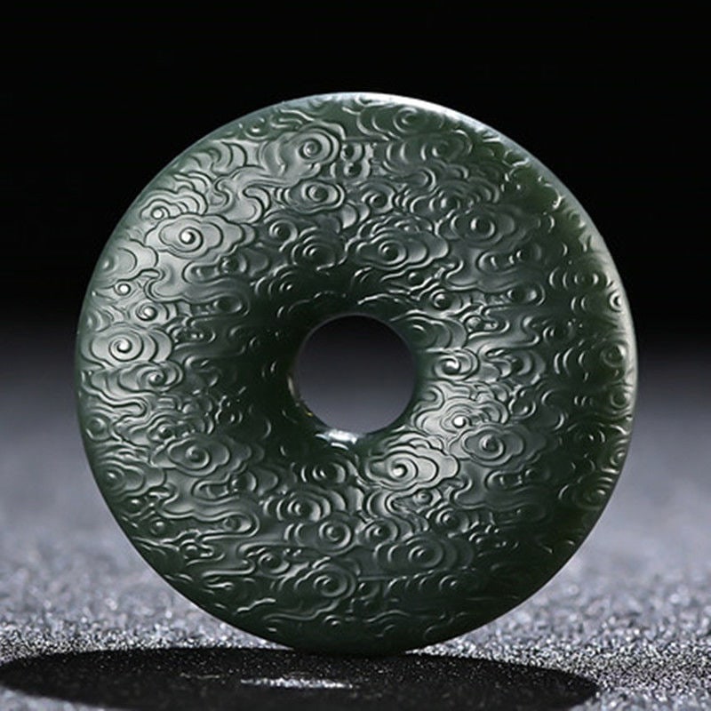 An Exquisite Cyan jade Auspicious Cloud Pattern Pendant: An Exquisite Cyan jade Auspicious Cloud Pattern Pendant 青玉祥云纹挂件