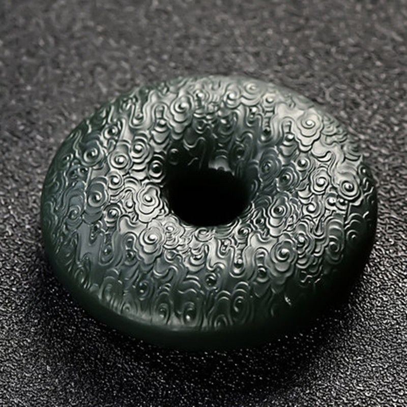 An Exquisite Cyan jade Auspicious Cloud Pattern Pendant - 4