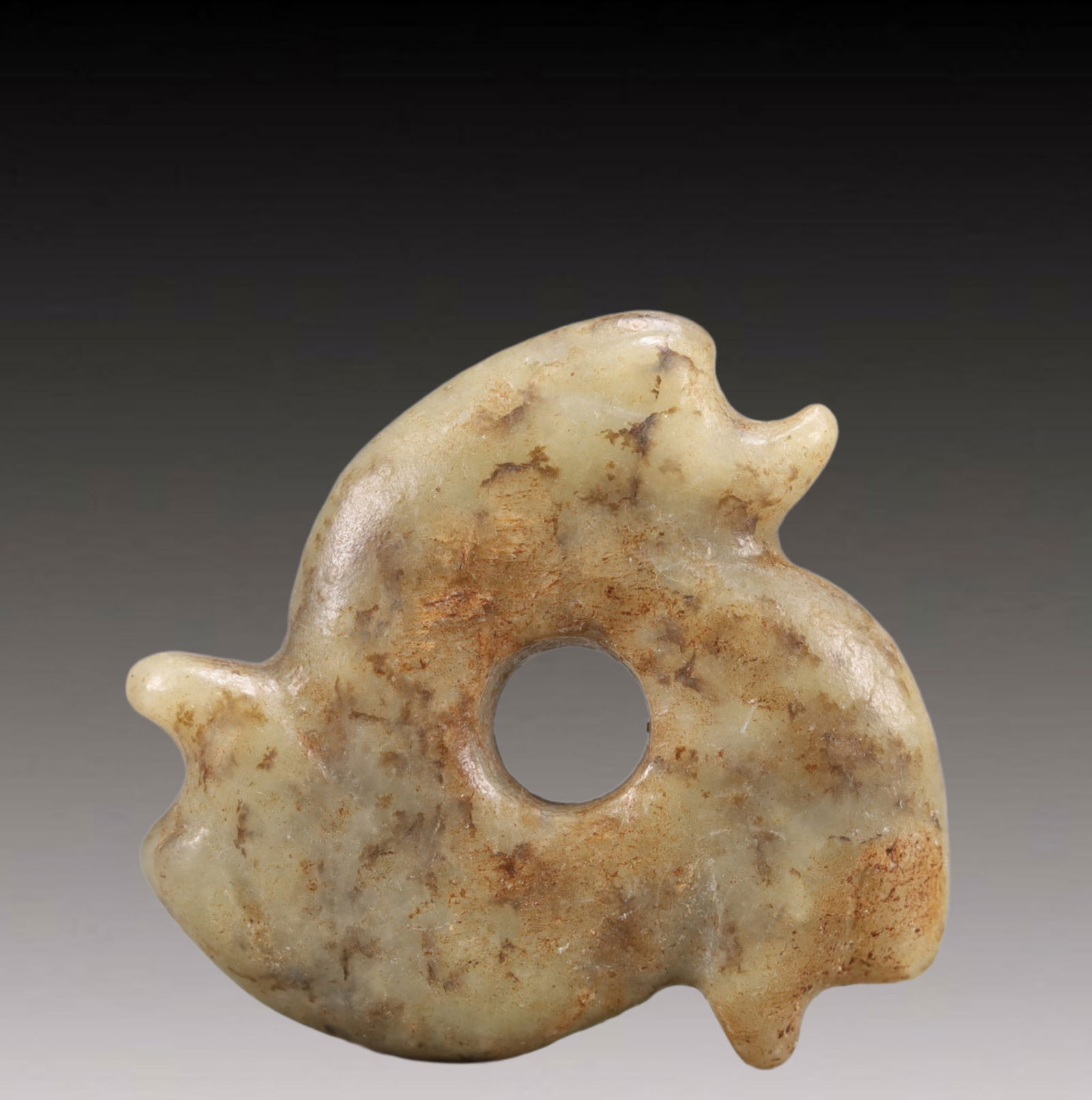 An Archaic Hongshan Culture Yellow Jade Pendant (1 of 6)