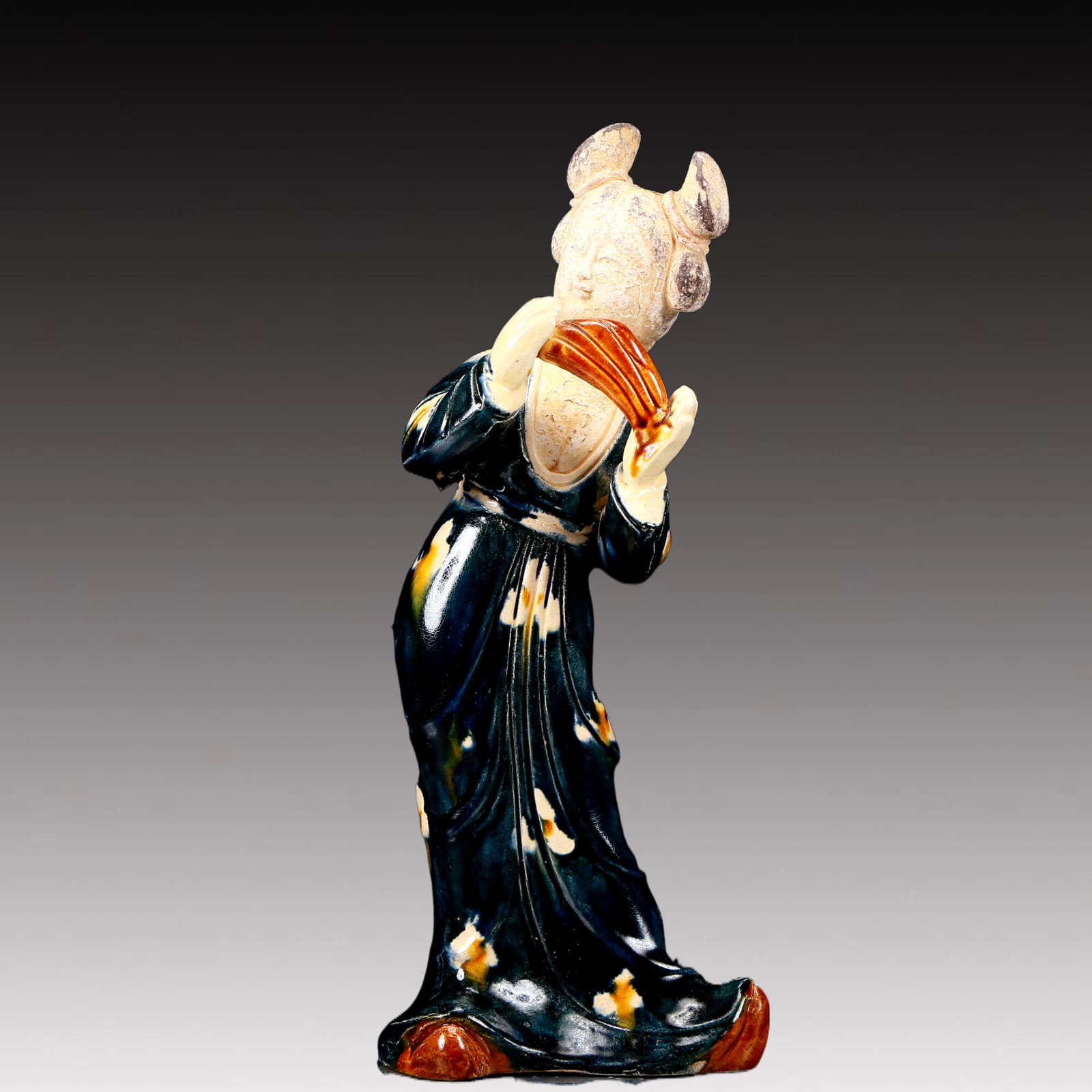 A Rare Tang Tri-Color Glazed Pottery Dancing Figurines: A Rare Tang Tri-Color Glazed Pottery Dancing Figurines,Tang Dynasty, China,Chinese Tang Tri-colored Pottery, or Tang Sancai, flourished during the Tang Dynasty (618–907 AD). It's renowned for it