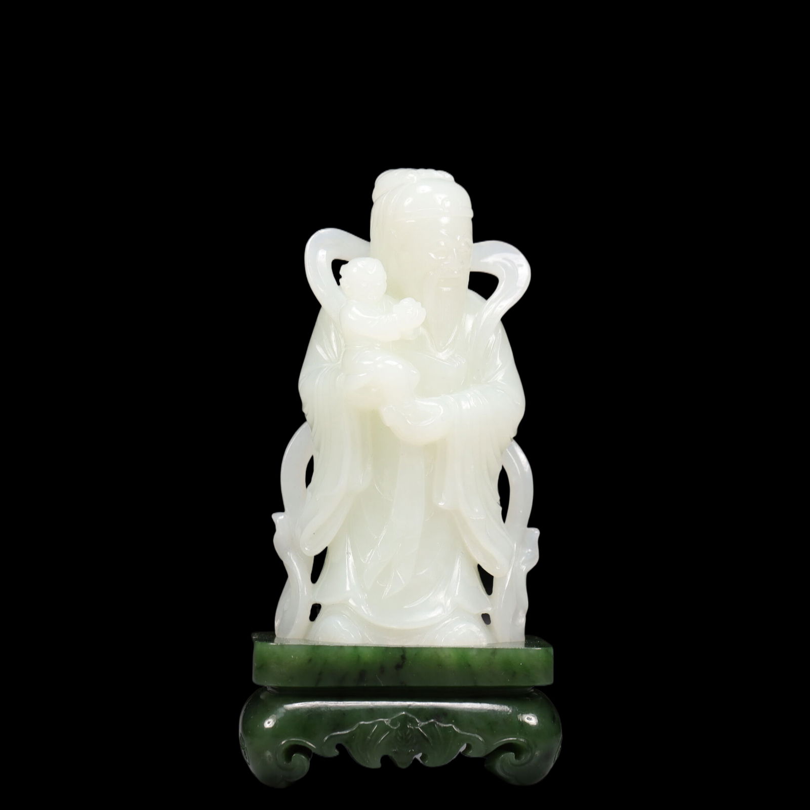 An Exquisite White Jade Figure Ornament, With Jasper Base (1 of 5)