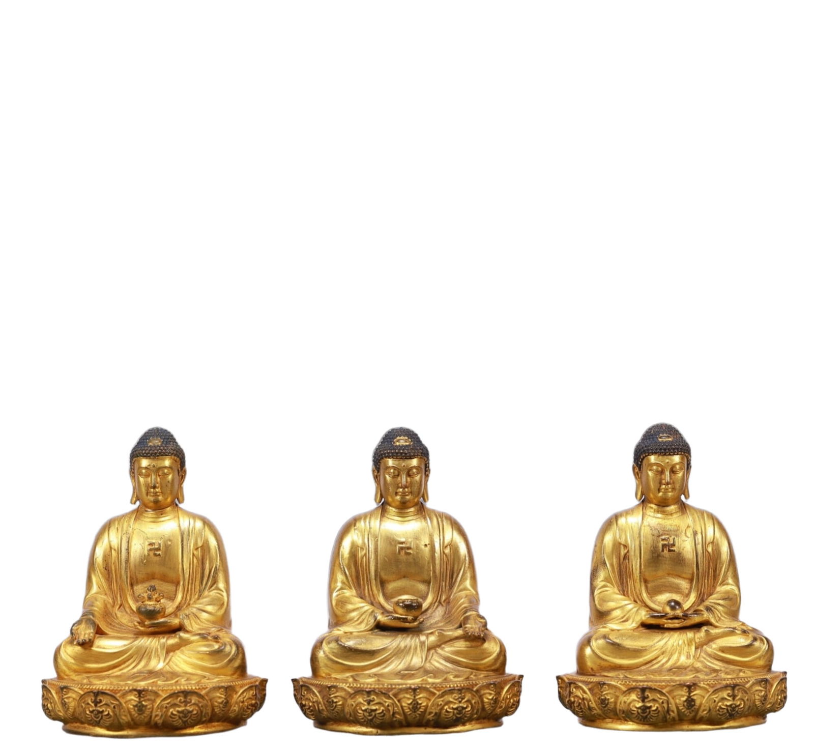 A Set of Solemn Gilt Bronze Statue of Sakyamuni (1 of 9)