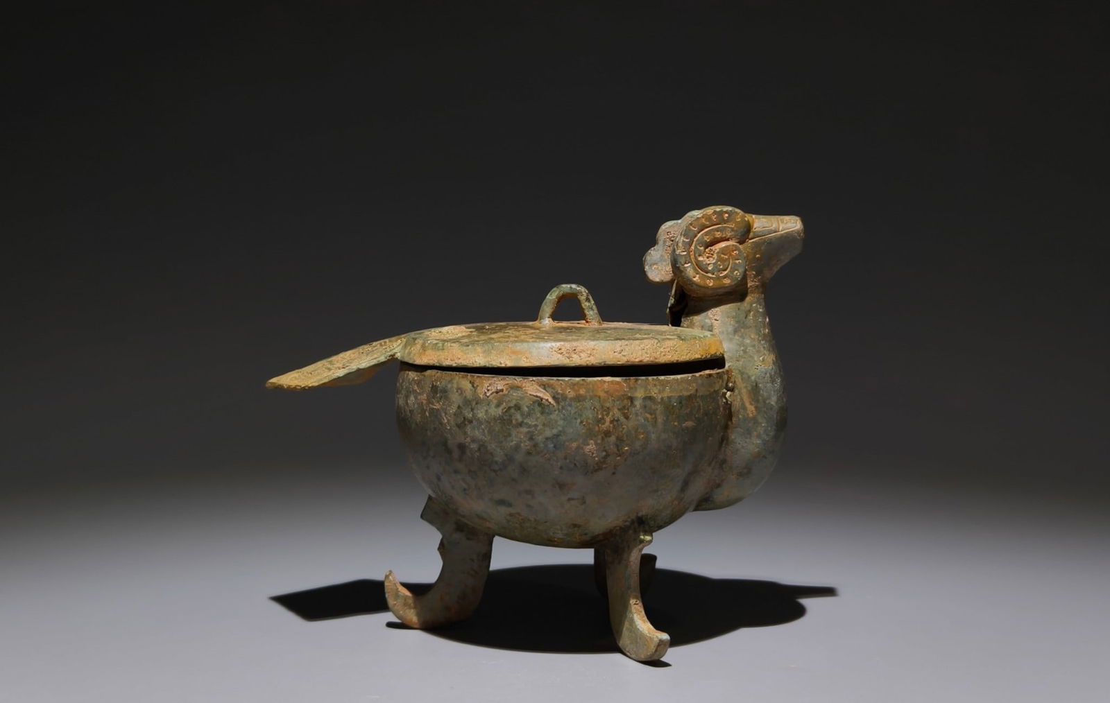 An Archaic Bronze Goat-Shaped Tripod Palace Lantern (1 of 9)