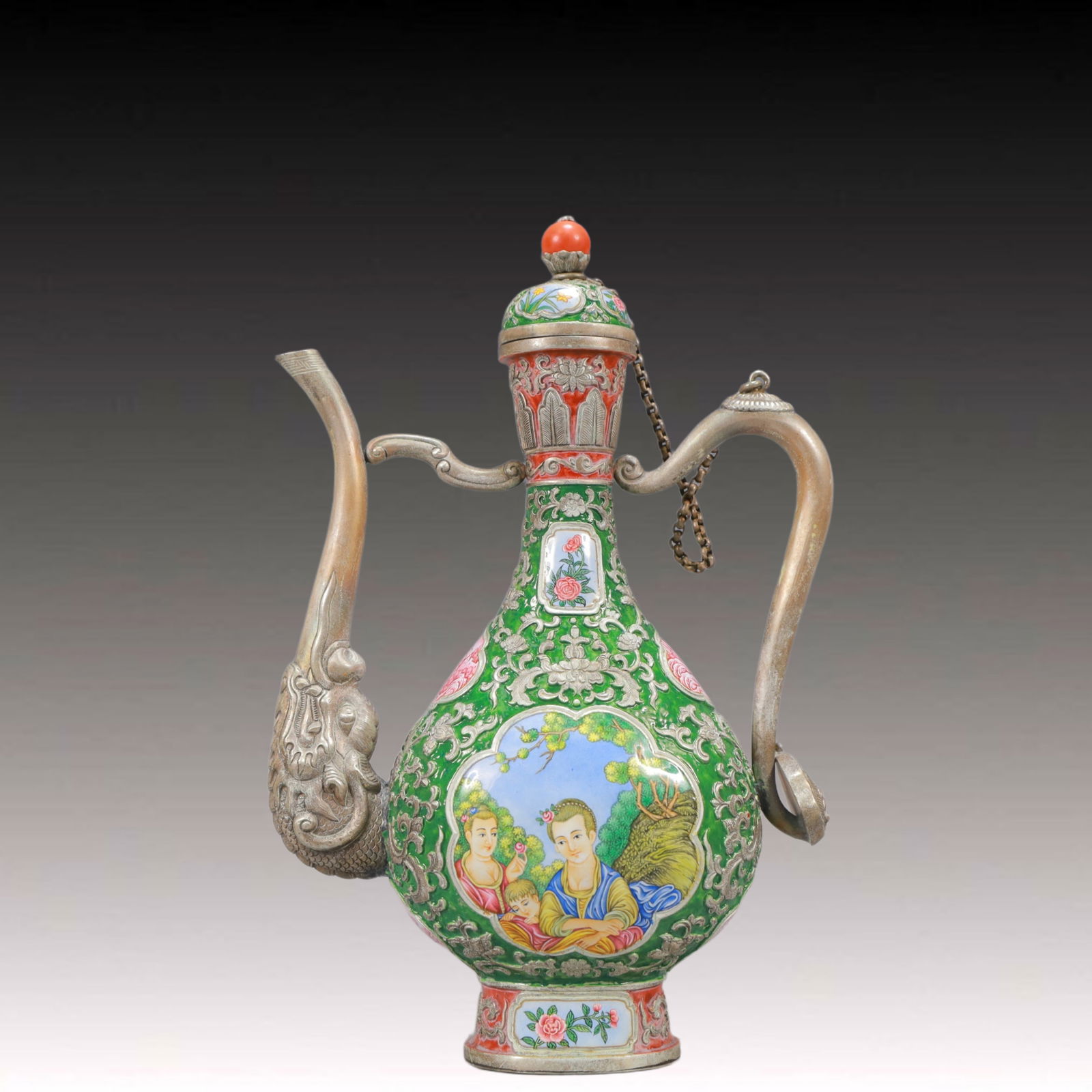 An Exquisite Painted Enamel Figure Pattern Ewer (1 of 10)