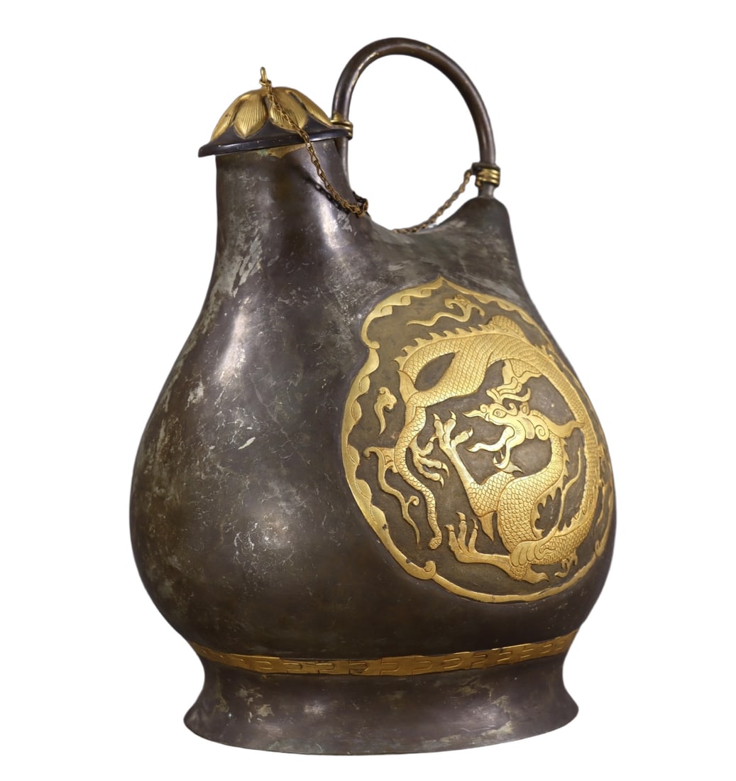 A Rare Gilt Bronze Dragon Pattern Pot - 2