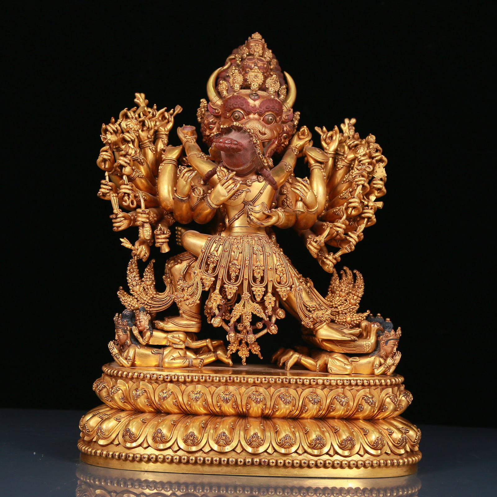 solemn gilt bronze statue of Yamantaka Vajra (1 of 13)