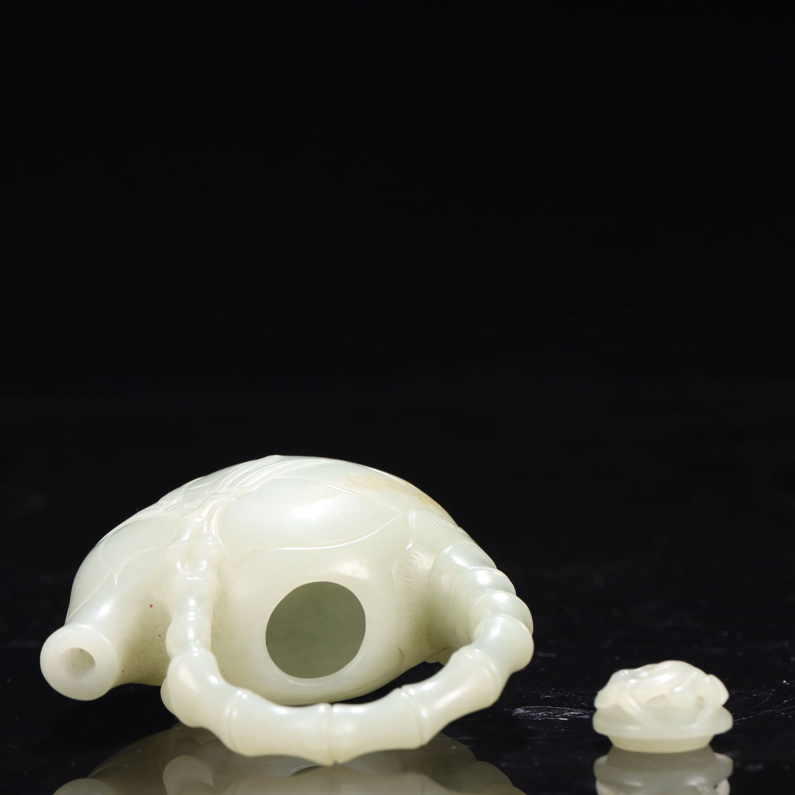 An Exquisite White Jade Bamboo Pattern Ewer - 8