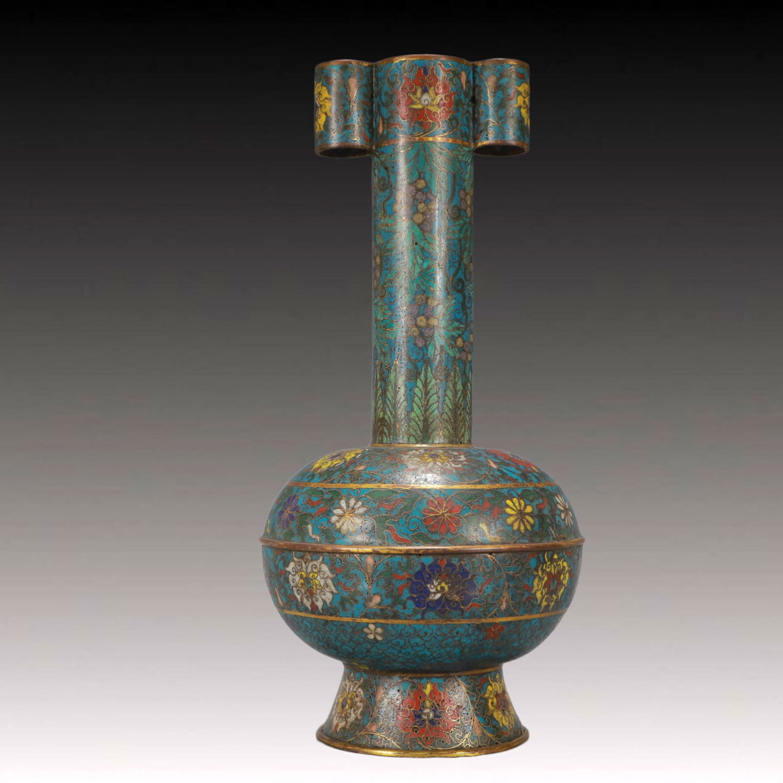A Rare Cloisonne Lotus Pattern Double-Ears Vase (1 of 10)
