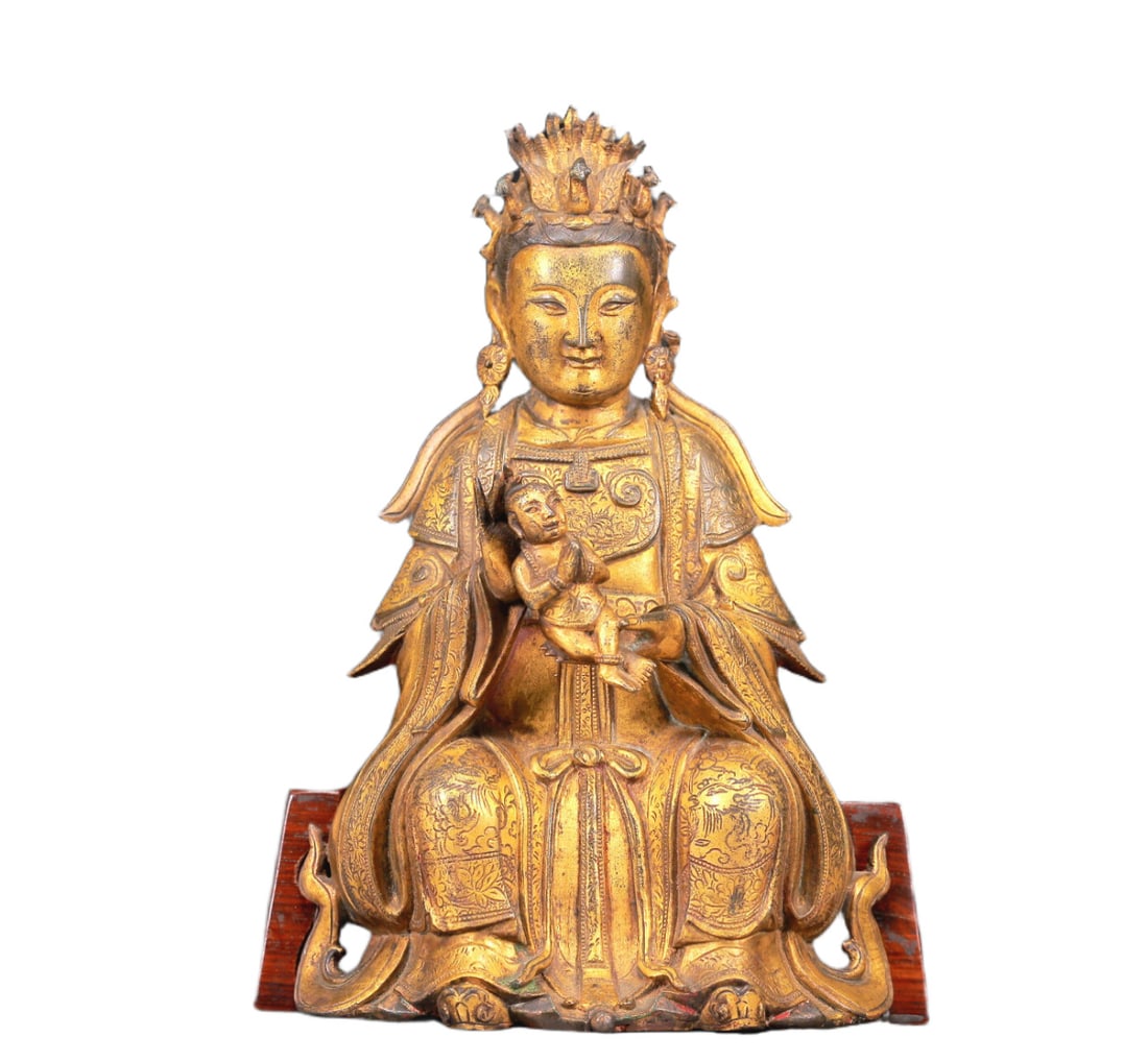 A Magnificent Gilt-Bronze Figure Of A Guanyin And A Boy (1 of 10)
