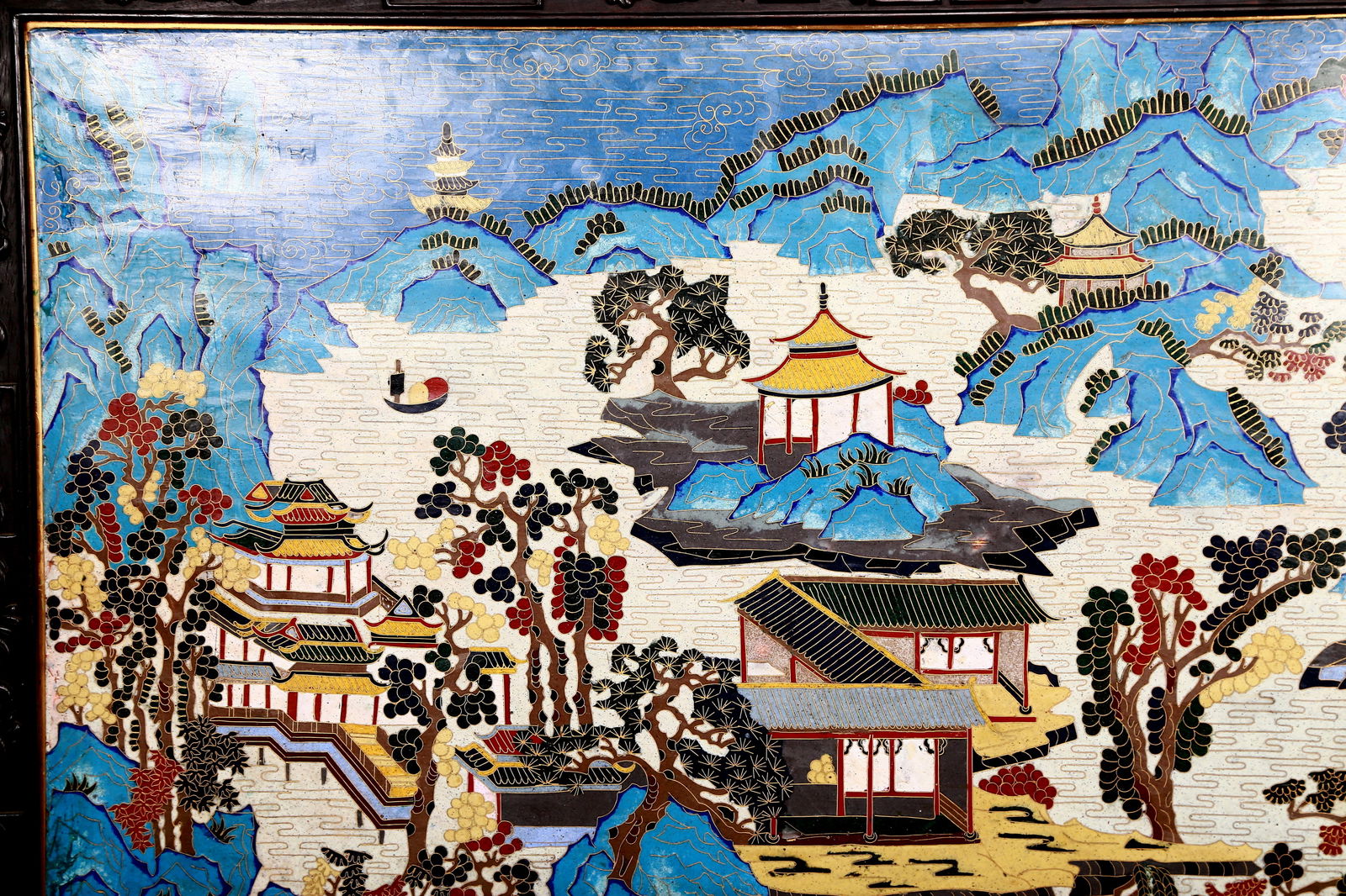 An Exquisite Cloisonne Landscape Pattern Hanging Panel - 2